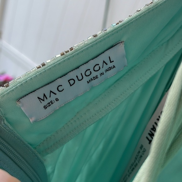 Mac Duggal - Sequined One Shoulder Flutter Sleeve A-Line Gown - Picture 15 of 16